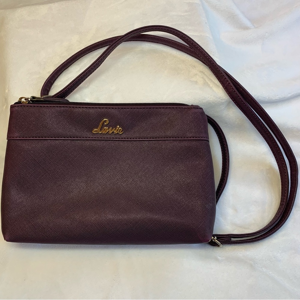 Lavie Deep Purple Small Crossbody Pebble Grain Handbag, EUC
